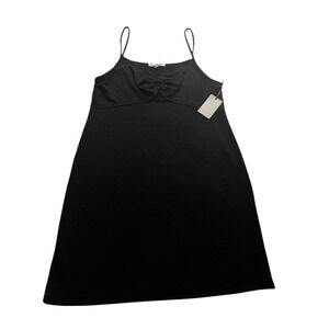 Green Envelope LA Textured Mini Dress Large Straps Black Empire Waist Cutout NEW